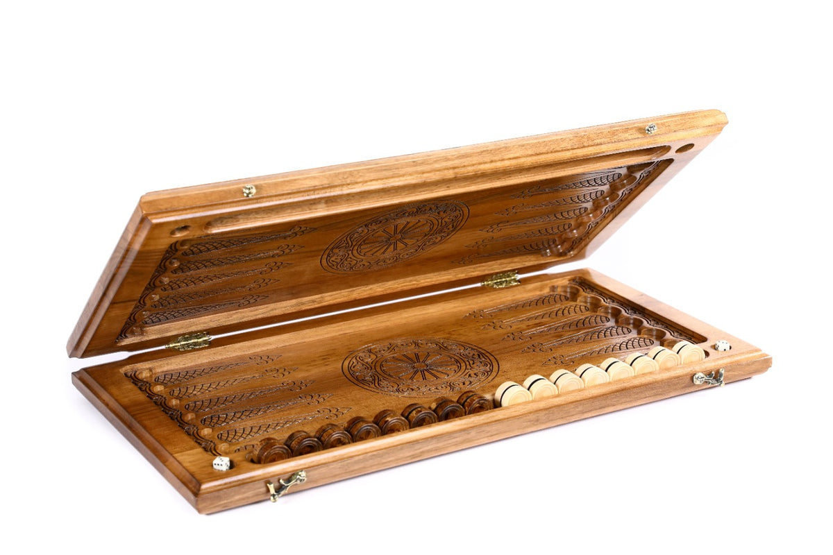 Handmade Walnut Backgammon Set with Eternity Sign, 60 cm - photo 5