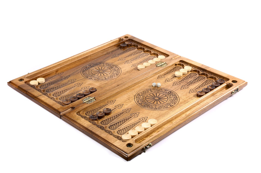 Handmade Walnut Backgammon Set with Eternity Sign, 60 cm - photo 3