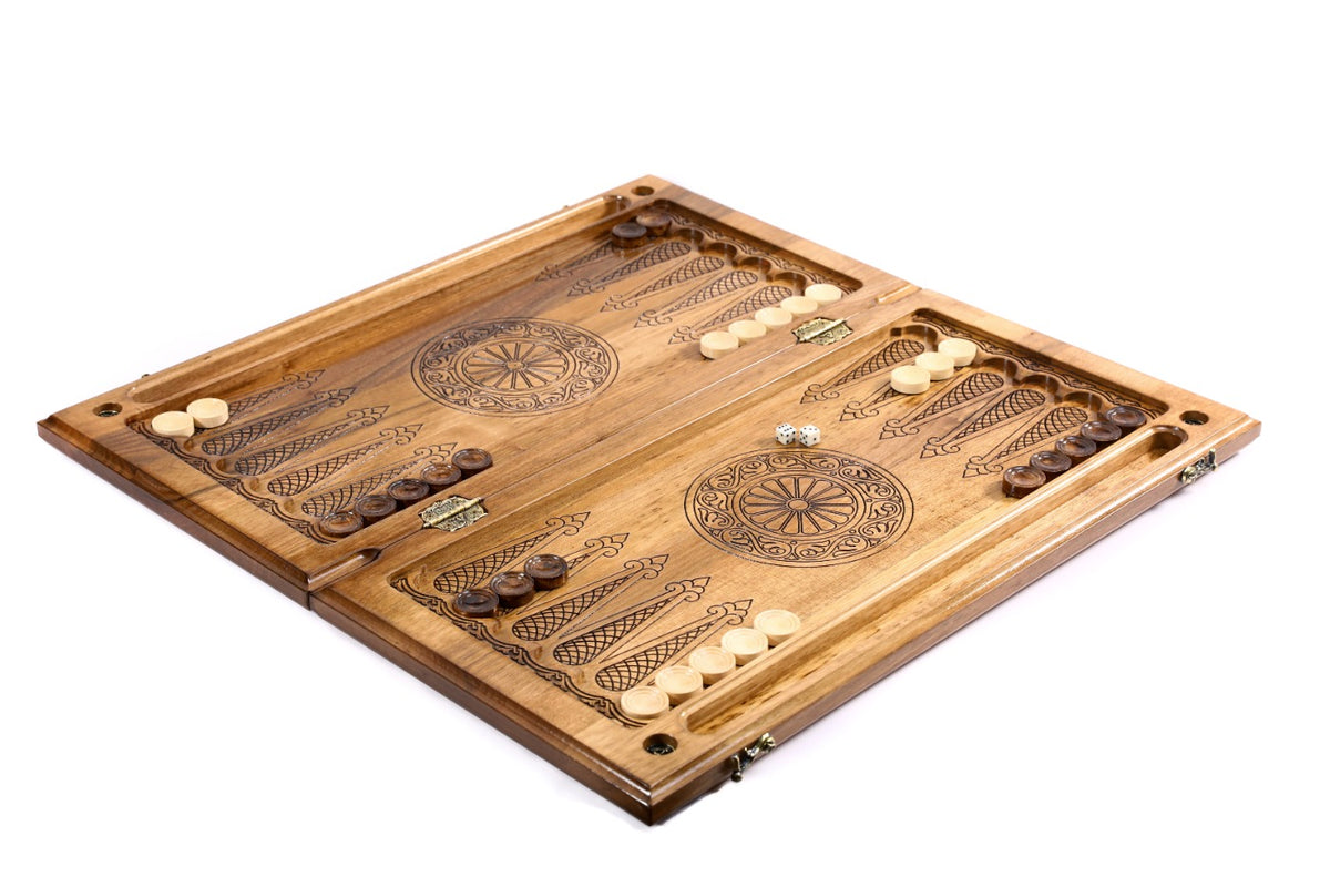 Handmade Walnut Backgammon Set with Eternity Sign, 60 cm - photo 3