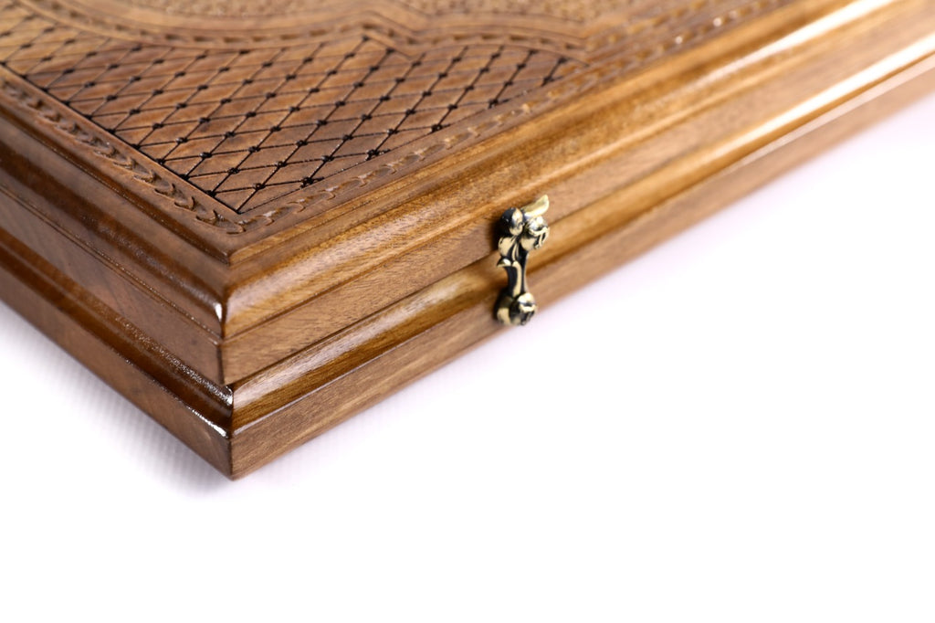 Handmade Walnut Backgammon Set with Eternity Sign, 60 cm - photo 11