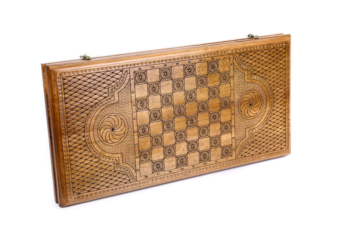 Handmade Walnut Backgammon Set with Eternity Sign, 60 cm - photo 4