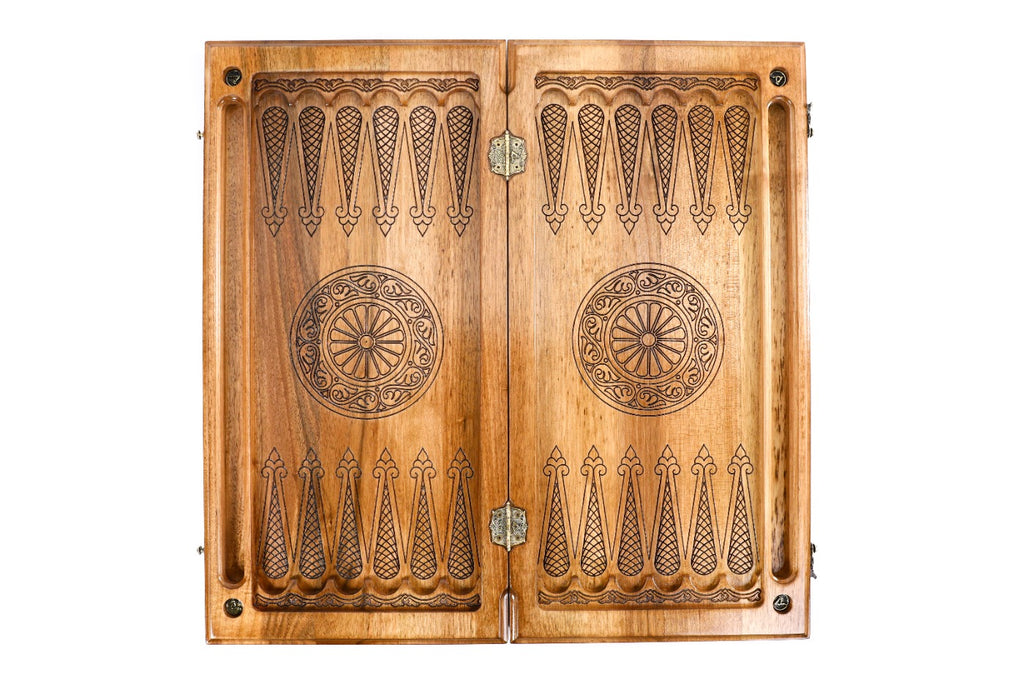 Handmade Walnut Backgammon Set with Eternity Sign, 60 cm - photo 8