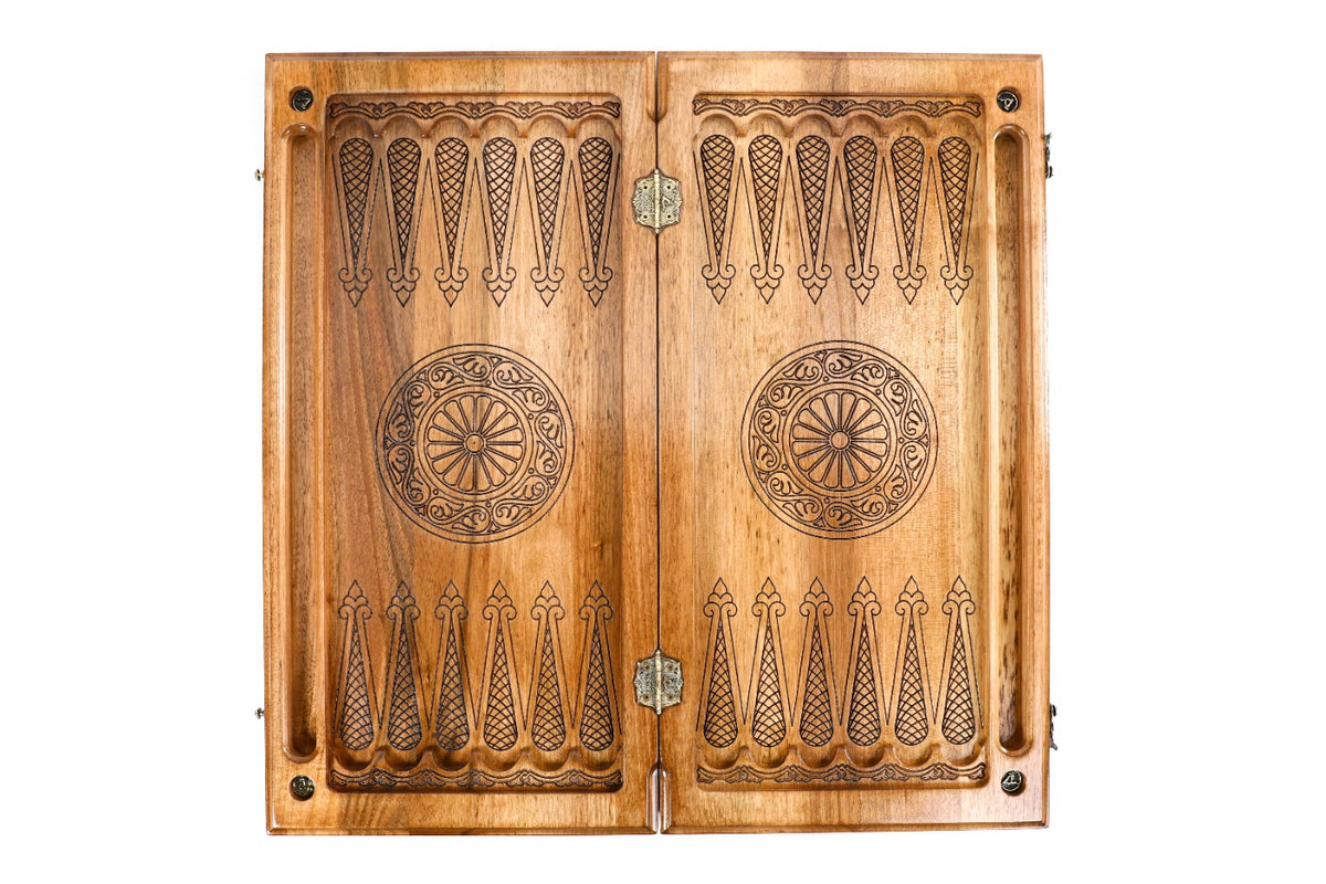 Handmade Walnut Backgammon Set with Eternity Sign, 60 cm - photo 8