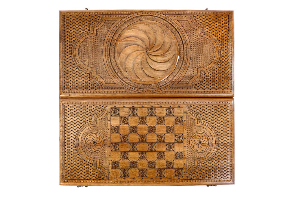 Handmade Walnut Backgammon Set with Eternity Sign, 60 cm - photo 9