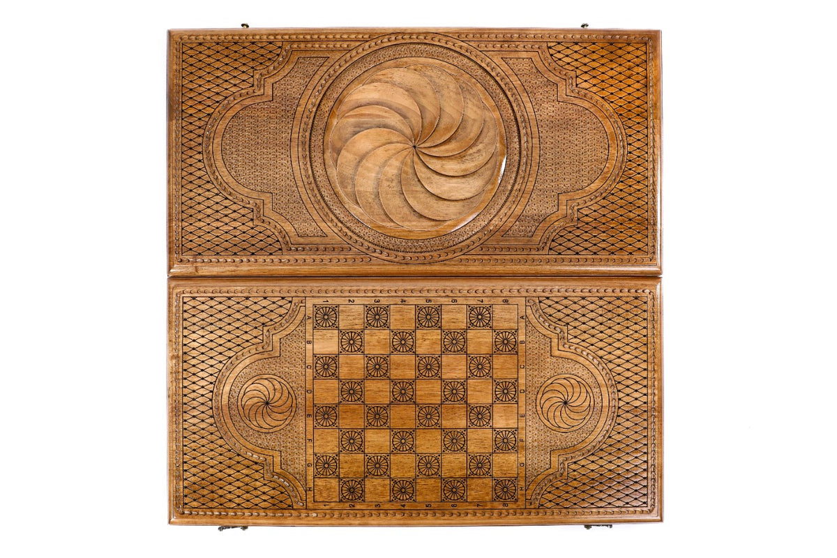 Handmade Walnut Backgammon Set with Eternity Sign, 60 cm - photo 9