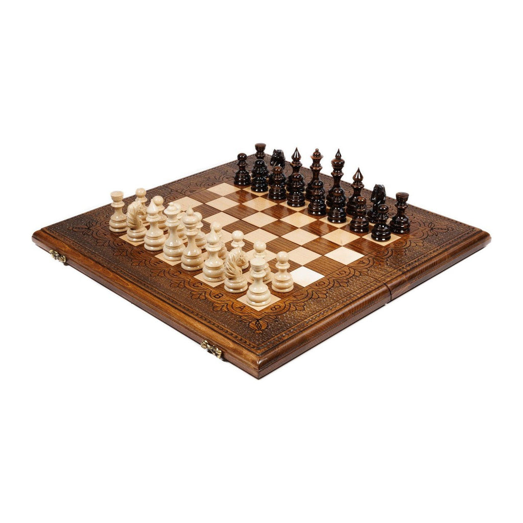 Classic Chess Set, 50 cm (Model 21208) – handmade wooden chess set by Hrachya Ohanyan