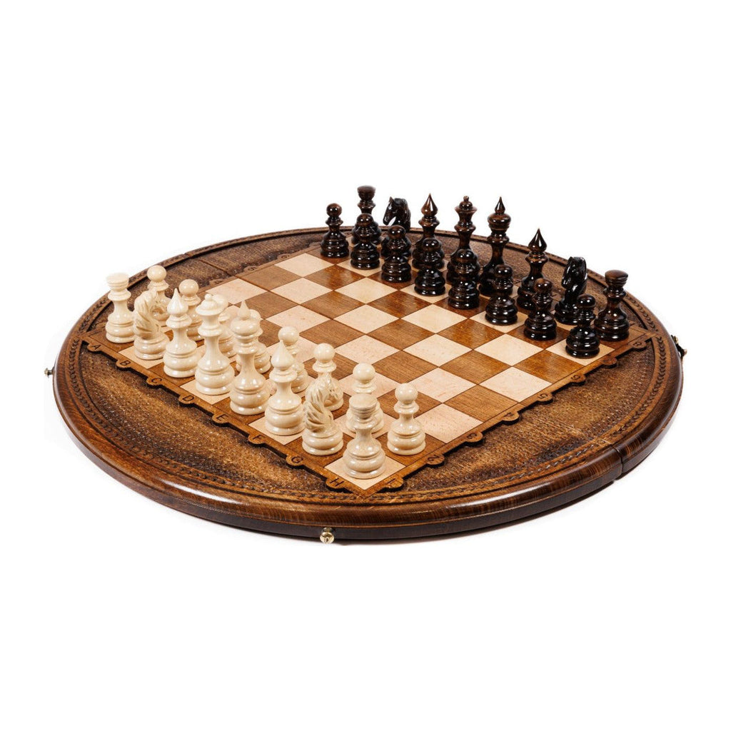 Circular Chess Set, 50 cm (Model 21504) – handmade wooden chess set by Hrachya Ohanyan