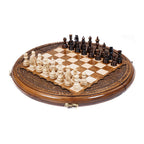 Handmade Wooden Circular Chess Set, 30 cm (Model 21511)