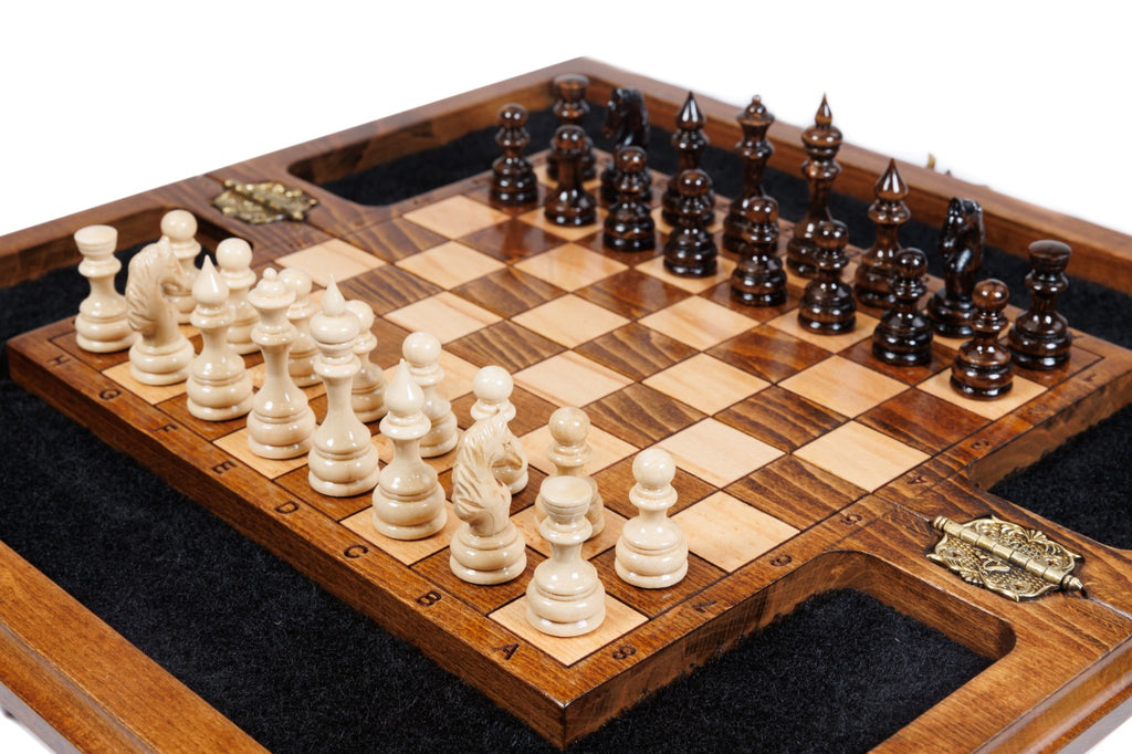 Handmade Wooden Chess Set with Eternity Sign, 40 cm