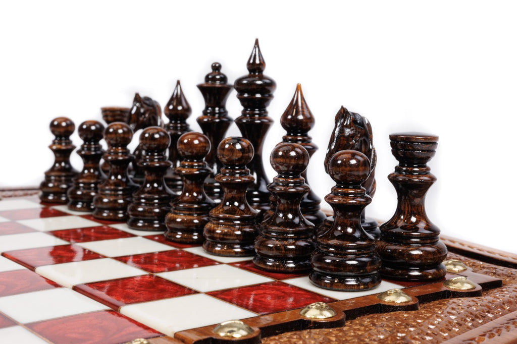 Handmade Walnut Chess Set with Epoxy Resin, 40 cm - photo 9