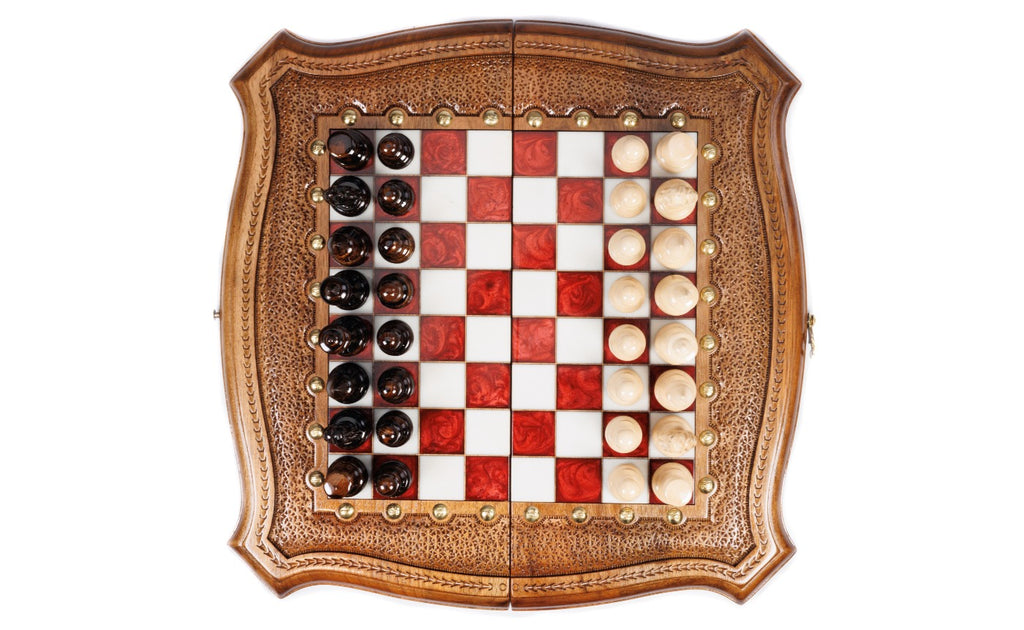 Handmade Walnut Chess Set with Epoxy Resin, 40 cm - photo 6