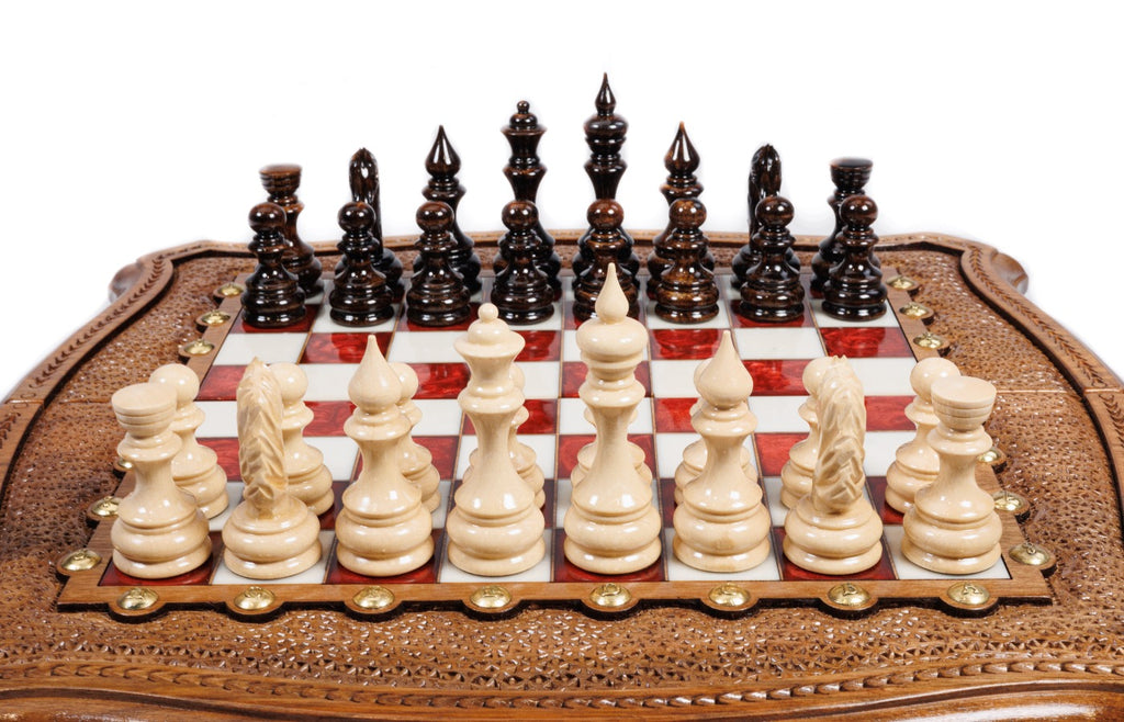 Handmade Walnut Chess Set with Epoxy Resin, 40 cm - photo 5