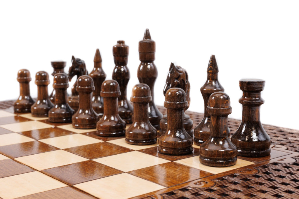 Handmade Wooden Chess and Backgammon Set with Ornamental Braid Pattern, 50 cm - photo 12