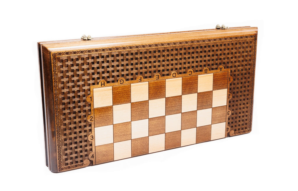 Handmade Wooden Chess and Backgammon Set with Ornamental Braid Pattern, 50 cm - photo 7