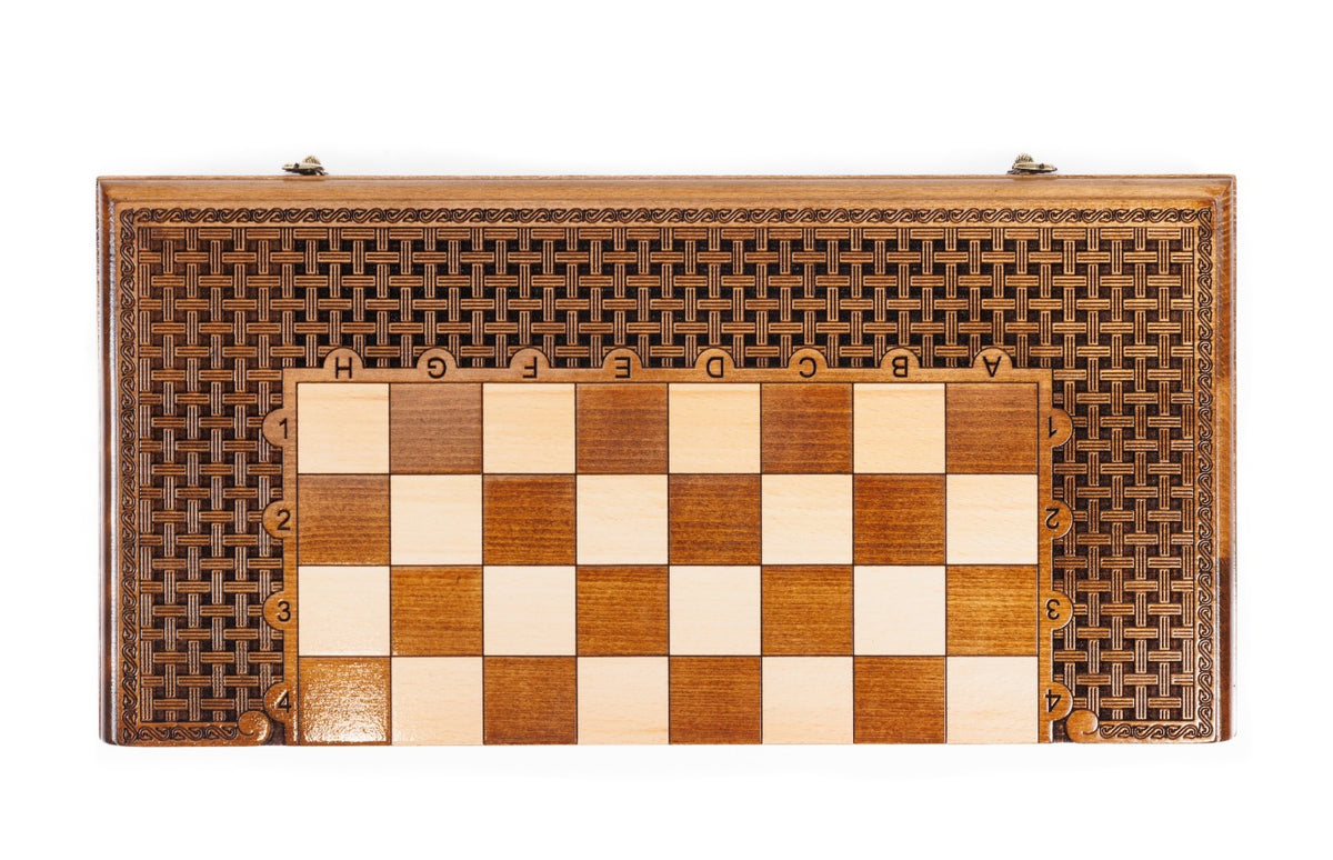 Handmade Wooden Chess and Backgammon Set with Ornamental Braid Pattern, 50 cm - photo 8