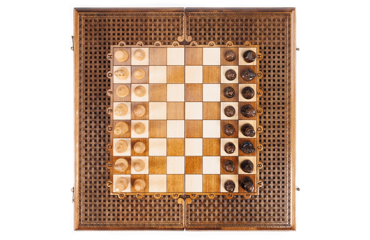 Handmade Wooden Chess and Backgammon Set with Ornamental Braid Pattern, 50 cm - photo 9