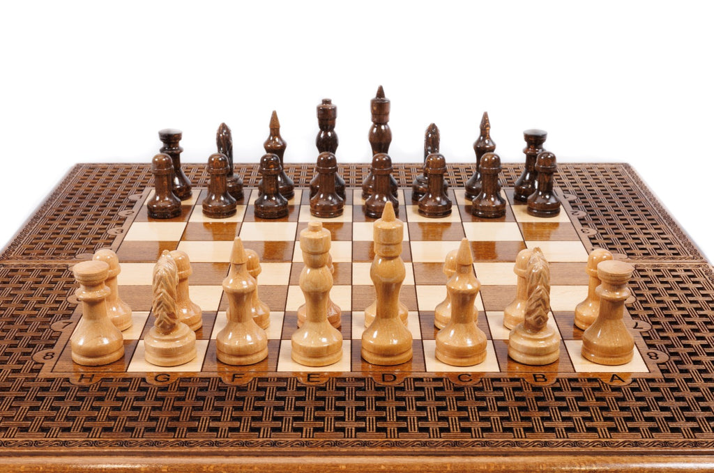 Handmade Wooden Chess and Backgammon Set with Ornamental Braid Pattern, 50 cm - photo 10