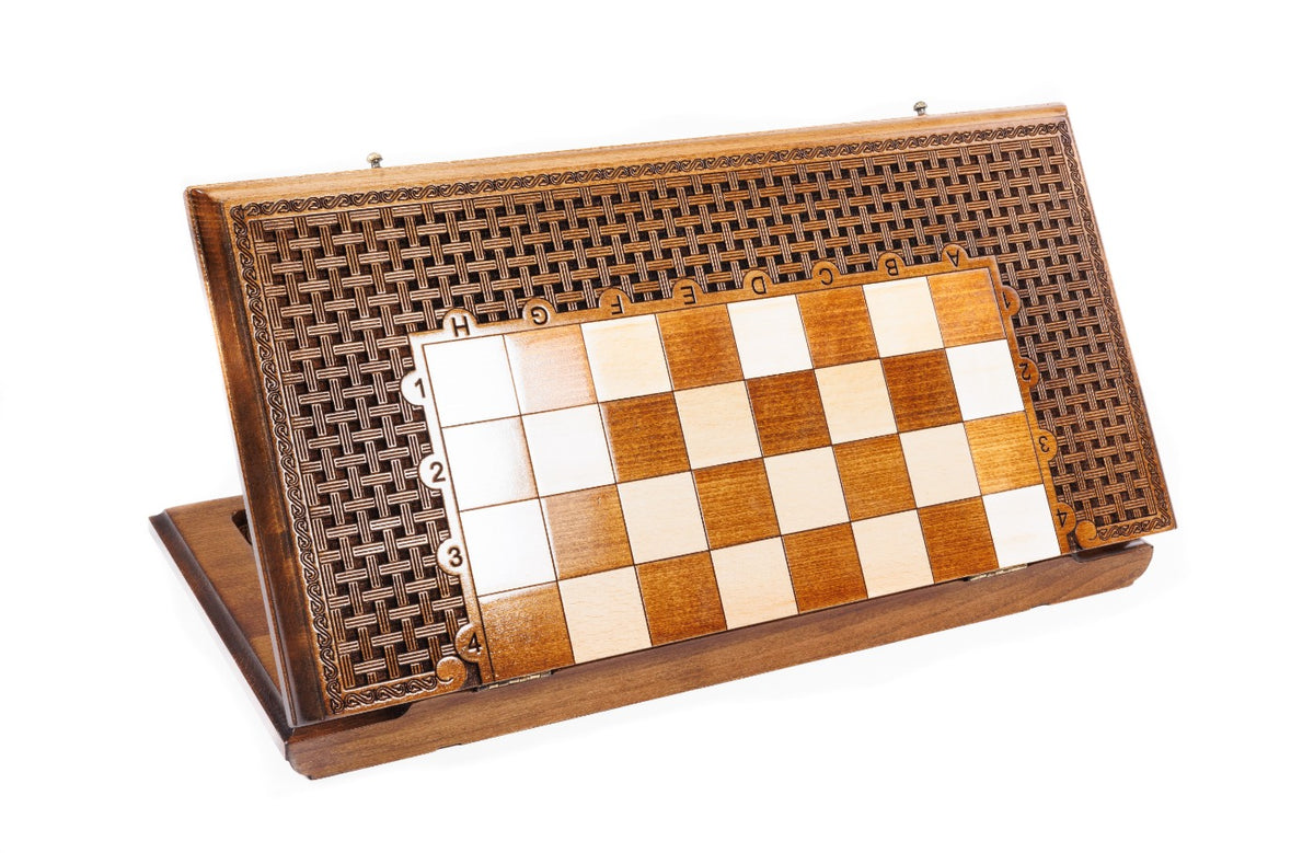 Handmade Wooden Chess and Backgammon Set with Ornamental Braid Pattern, 50 cm - photo 4