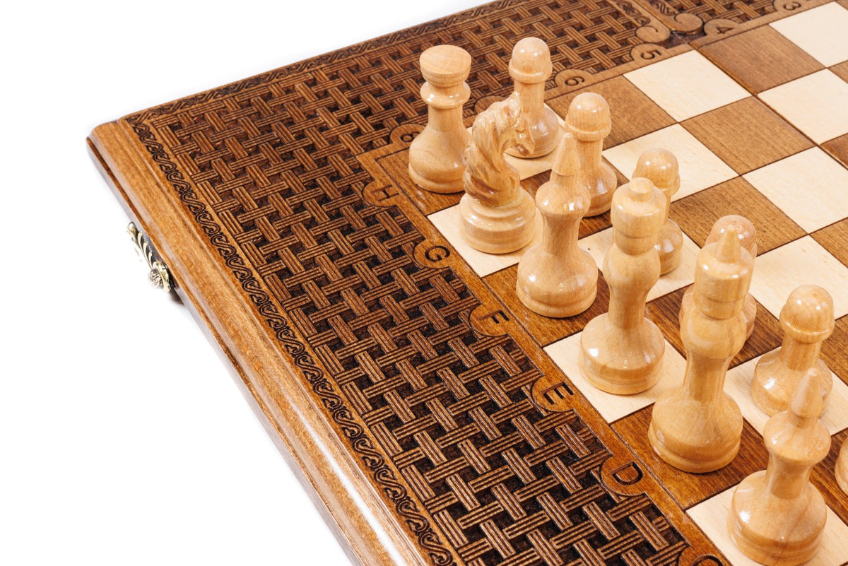 Handmade Wooden Chess and Backgammon Set with Ornamental Braid Pattern, 50 cm - photo 11