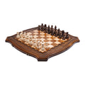 Handmade Wooden Chess Set with Contour Outline, 60 cm