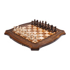 Handmade Wooden Chess Set with Contour Outline, 60 cm