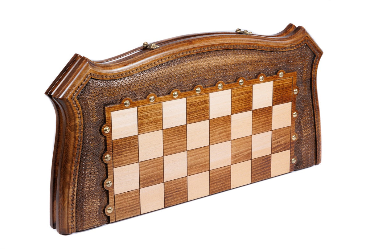 Handmade Wooden Chess Set with Contour Outline, 60 cm - photo 4