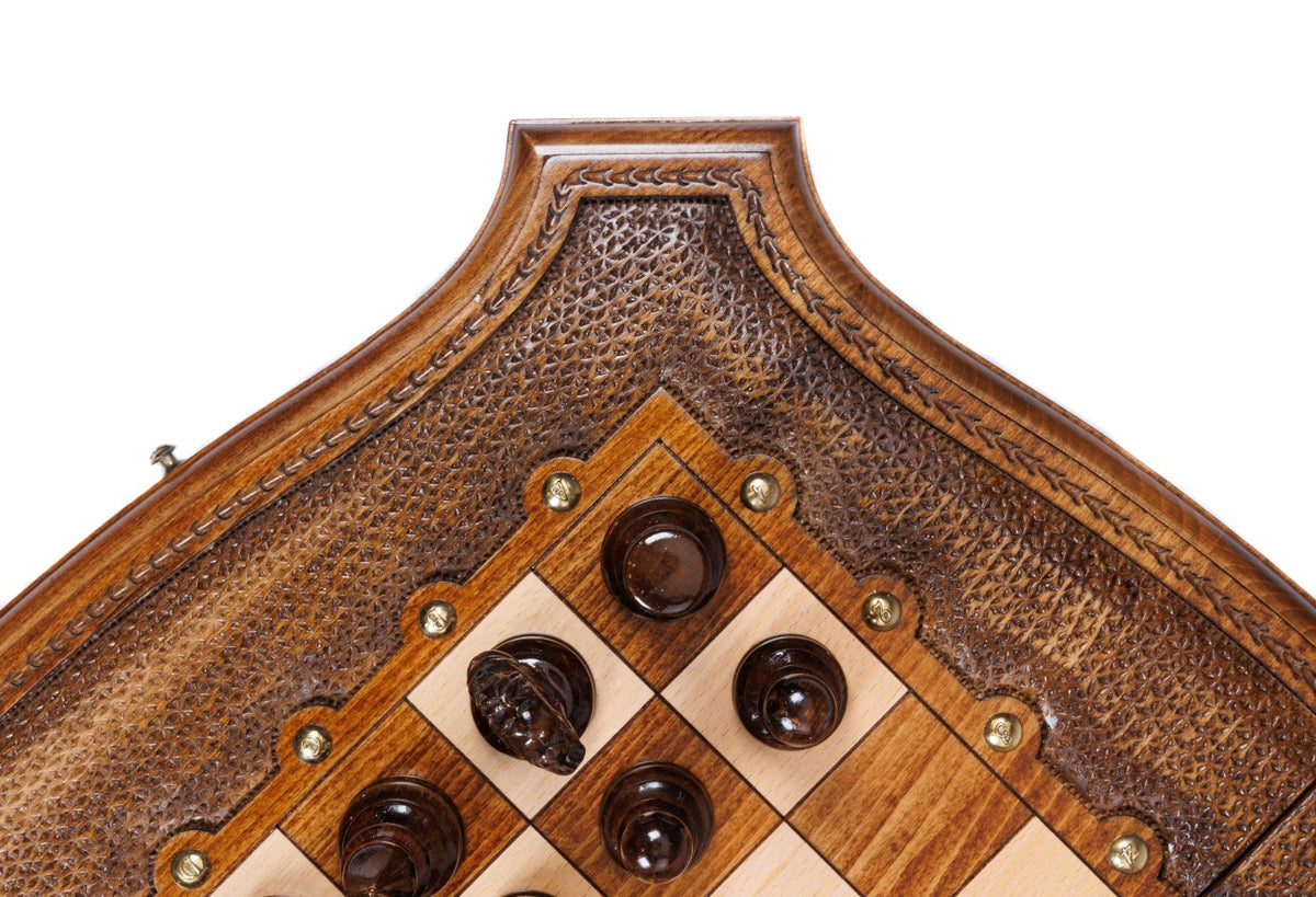 Handmade Wooden Chess Set with Contour Outline, 60 cm - photo 11