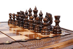 Handmade Wooden Chess Set with Contour Outline, 60 cm - photo 9