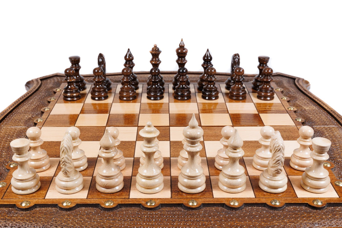 Handmade Wooden Chess Set with Contour Outline, 60 cm - photo 5