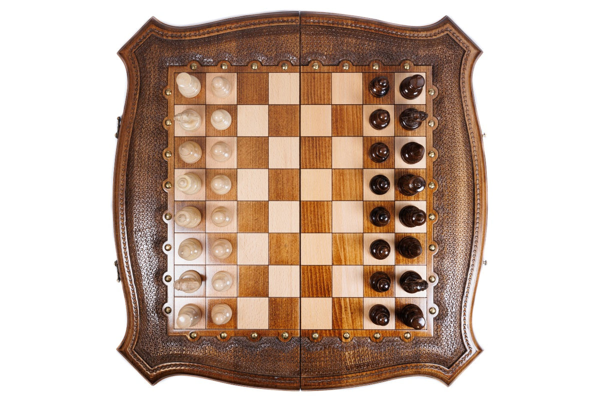 Handmade Wooden Chess Set with Contour Outline, 60 cm - photo 6