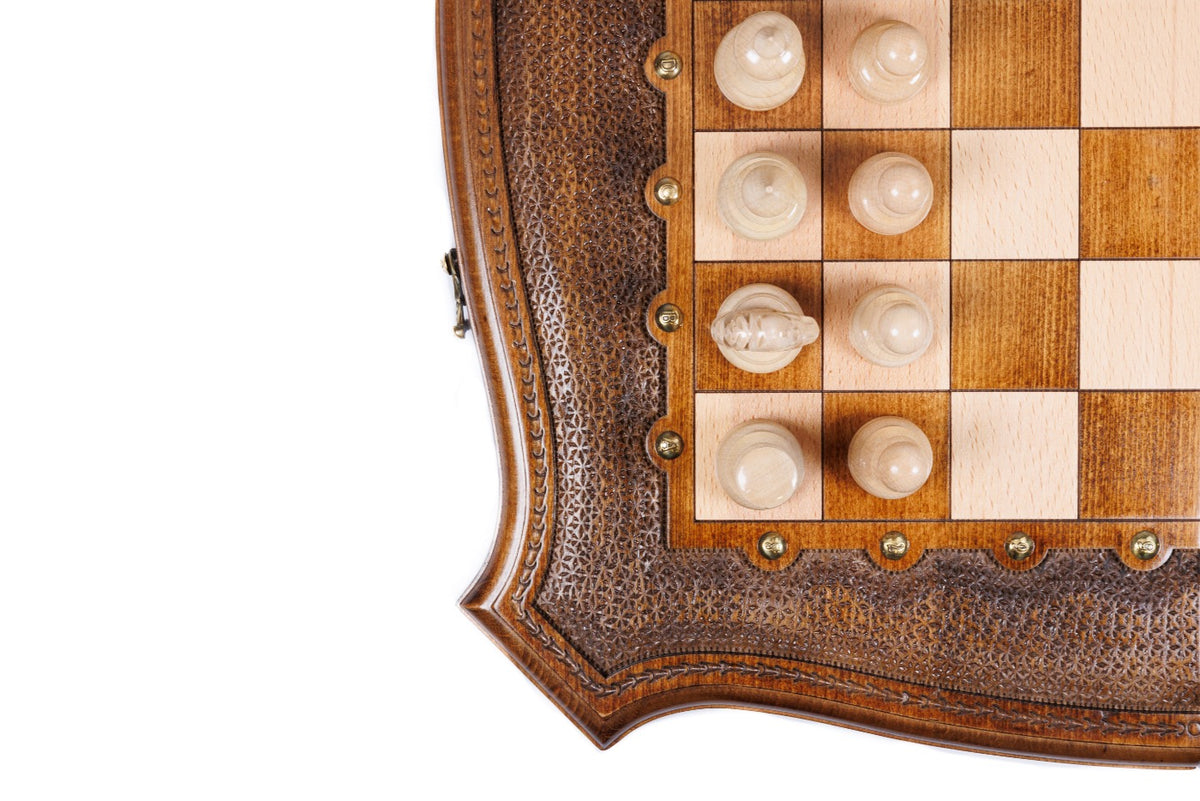 Handmade Wooden Chess Set with Contour Outline, 60 cm - photo 12