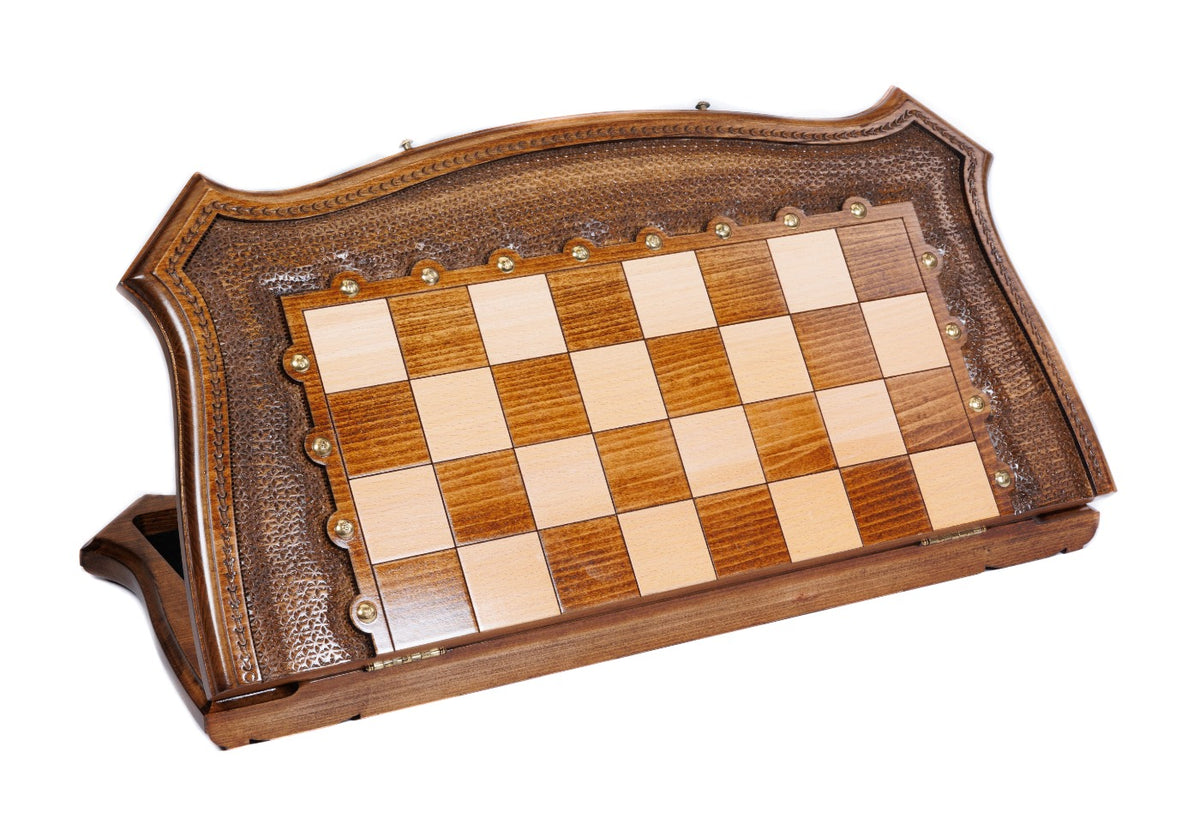 Handmade Wooden Chess Set with Contour Outline, 60 cm - photo 7