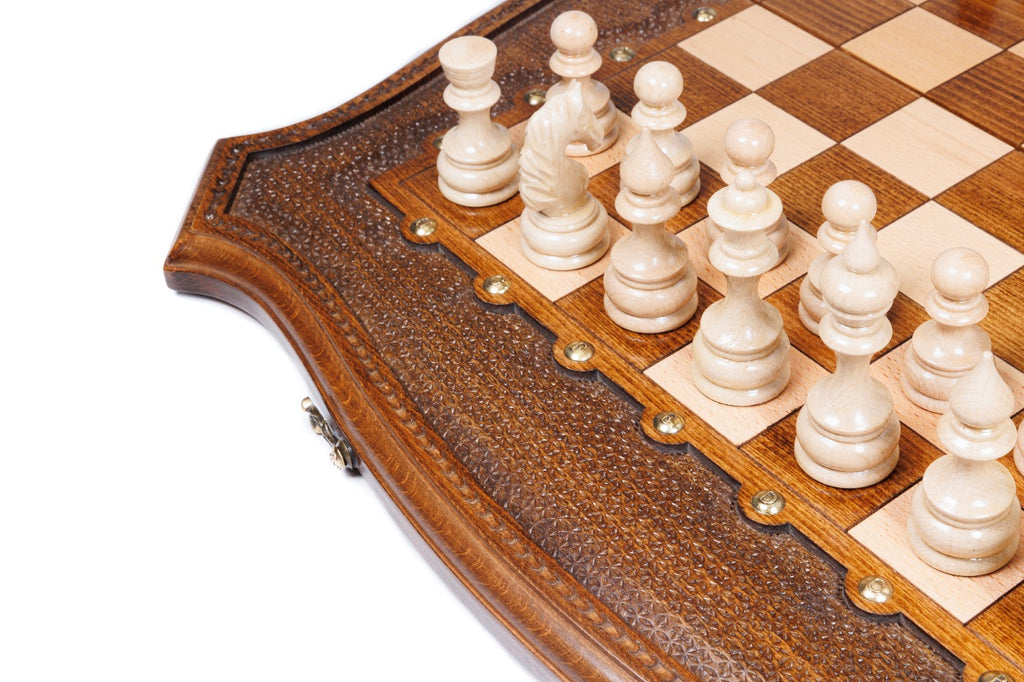 Handmade Wooden Chess Set with Contour Outline, 60 cm - photo 8