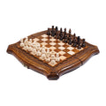 Handmade Wooden Chess Set with Contour Outline, 30 cm (Model 21321)