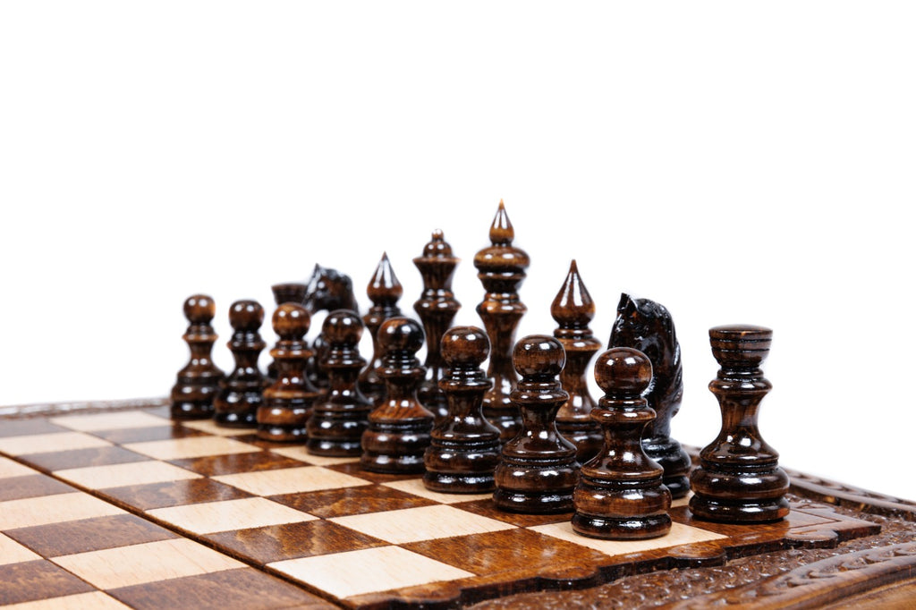 Handmade Wooden Chess Set with Contour Outline, 30 cm - photo 10