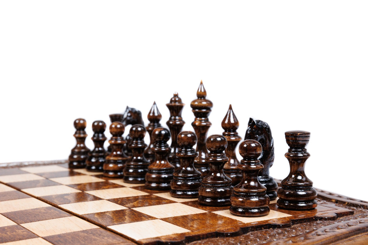 Handmade Wooden Chess Set with Contour Outline, 30 cm - photo 10