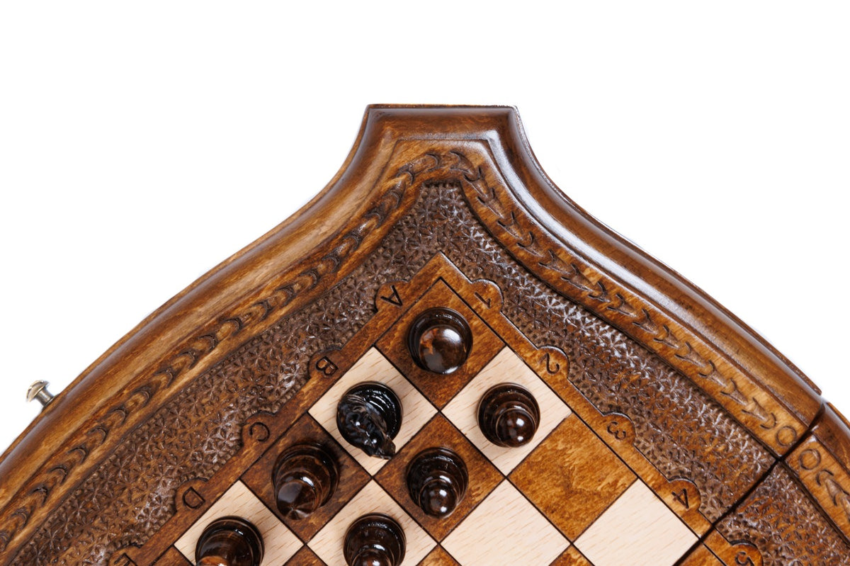 Handmade Wooden Chess Set with Contour Outline, 30 cm - photo 9