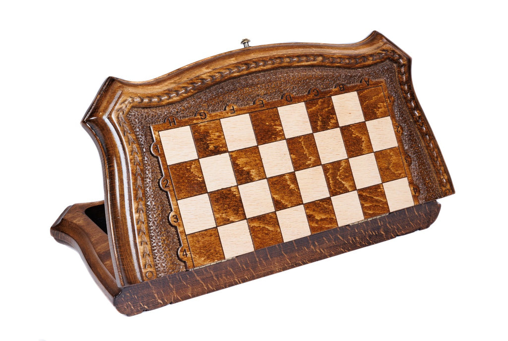 Handmade Wooden Chess Set with Contour Outline, 30 cm - photo 7