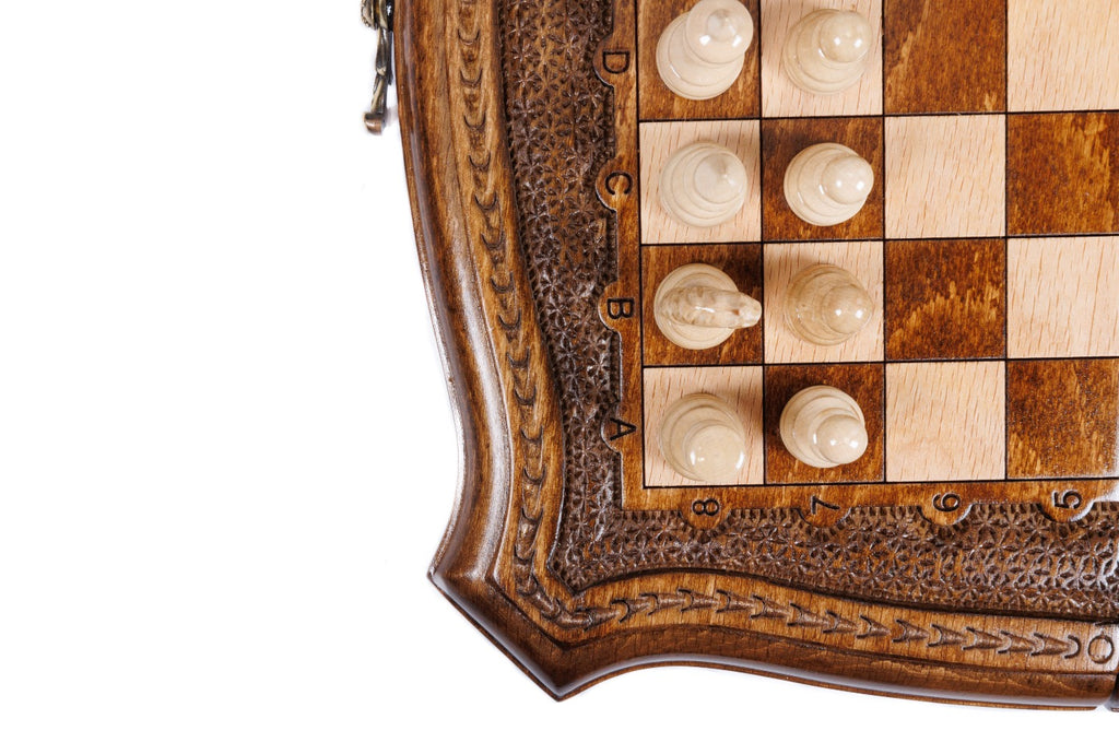 Handmade Wooden Chess Set with Contour Outline, 30 cm - photo 11