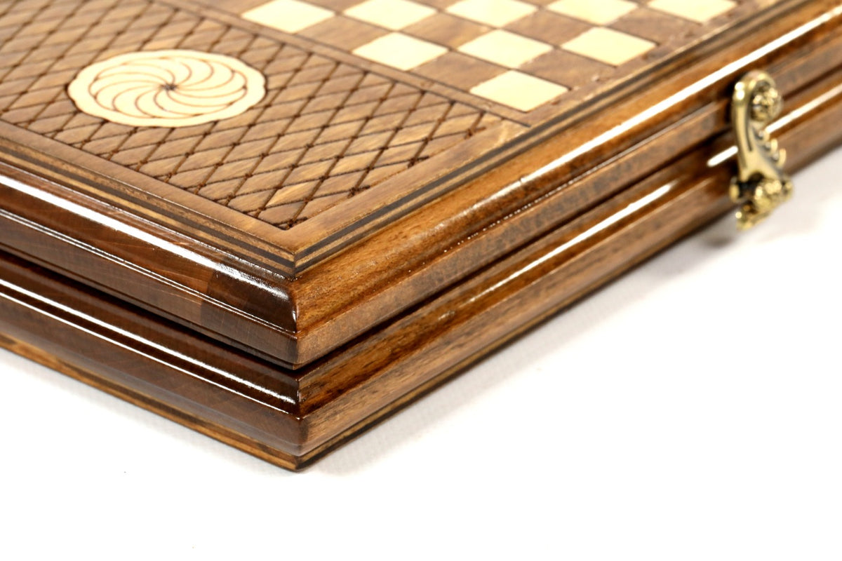 Handmade Wooden Backgammon Set with Armenian Ornament, 30 cm - photo 8