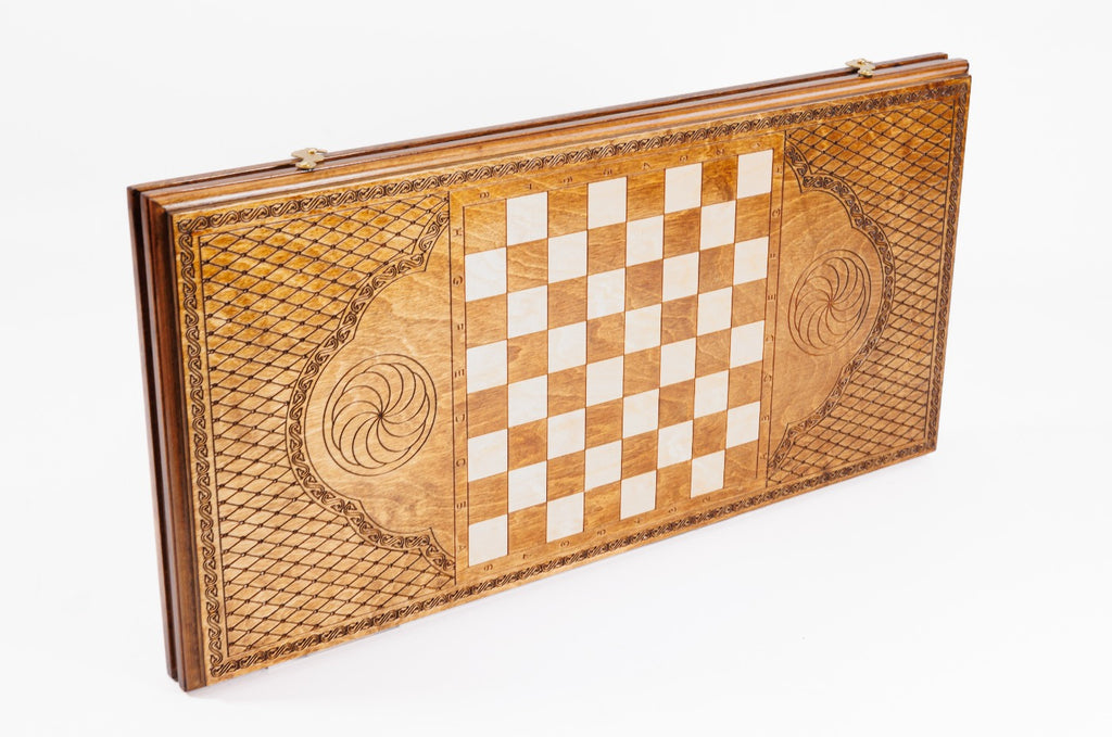 Handmade Wooden Backgammon Set with Eternity Sign, 60 cm - photo 2