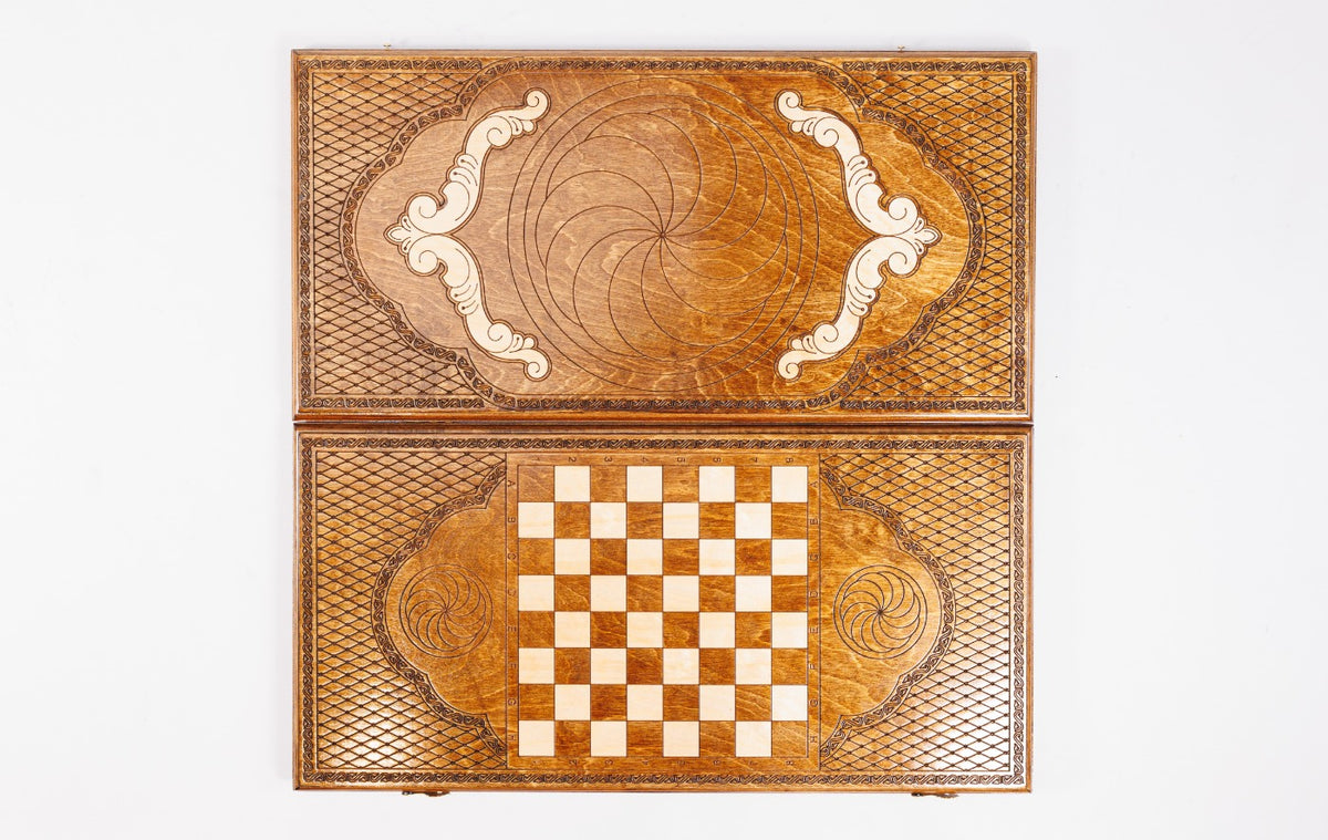 Handmade Wooden Backgammon Set with Eternity Sign, 60 cm - photo 5