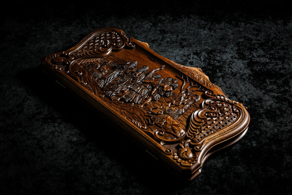 Handmade Walnut Backgammon Set with Noah's Ark Scene, Hornbeam Inlay and Ararat Outline, 60 cm - photo 7