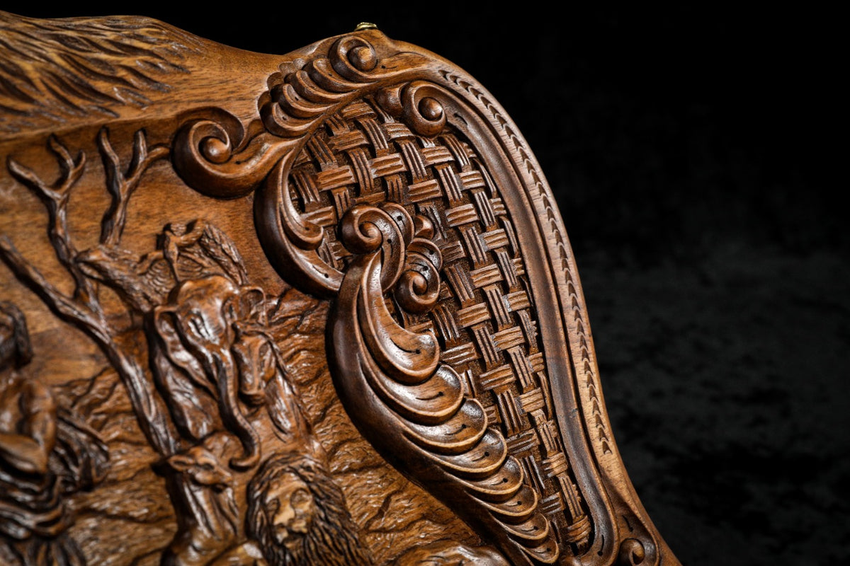 Handmade Walnut Backgammon Set with Noah's Ark Scene, Hornbeam Inlay and Ararat Outline, 60 cm - photo 11