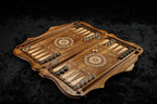 Handmade Walnut Backgammon Set with Noah's Ark Scene, Hornbeam Inlay and Ararat Outline, 60 cm - photo 3