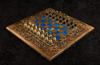 Handmade Walnut Chess and Backgammon Set with Ornamental Braid Pattern and Epoxy Resin, 60 cm (Model 32215_63606)
