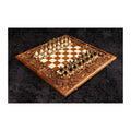 Handmade Walnut Chess and Backgammon Set with Ornamental Braid Pattern and Epoxy Resin, 60 cm (Model 32207_63606)