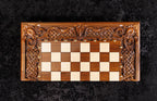Handmade Walnut Chess and Backgammon Set with Ornamental Braid Pattern and Epoxy Resin, 60 cm - photo 7