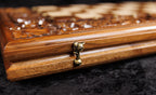 Handmade Walnut Chess and Backgammon Set with Ornamental Braid Pattern and Epoxy Resin, 60 cm - photo 10