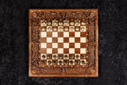 Handmade Walnut Chess and Backgammon Set with Ornamental Braid Pattern and Epoxy Resin, 60 cm - photo 6